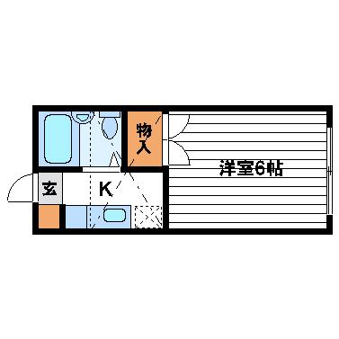 ロフティ若林A(1K/1階)の間取り写真