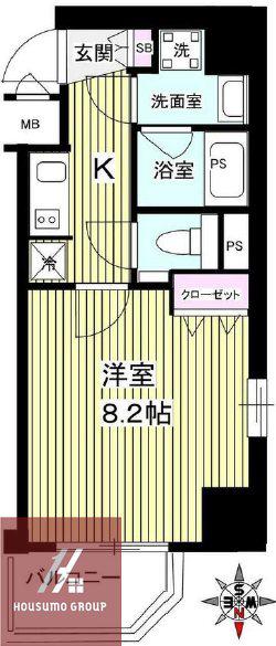エスライズ天満橋(1K/11階)の間取り写真