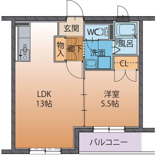 ハートフルマンションアークTWO(1LDK/2階)の間取り写真