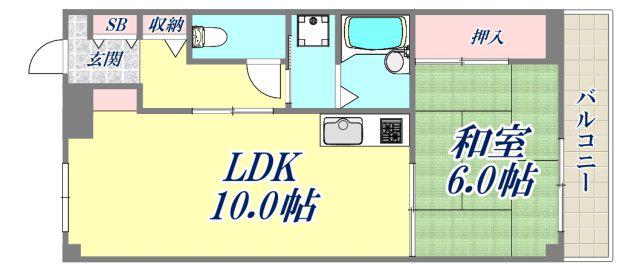 宝和マンション(1LDK/3階)の間取り写真