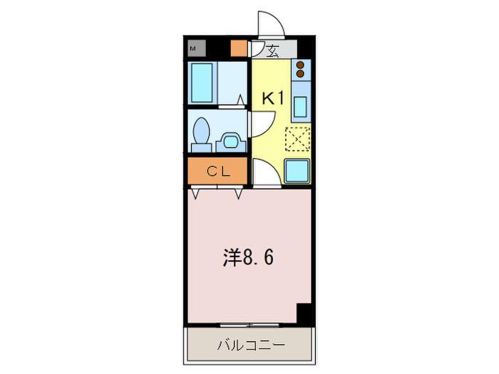サンシャⅢ(1K/2階)の間取り写真