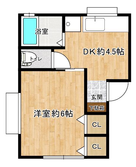 レーベンハウゼ(1DK/2階)の間取り写真