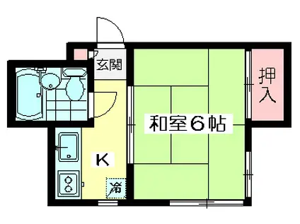 南ハイツ(1K/2階)の間取り写真