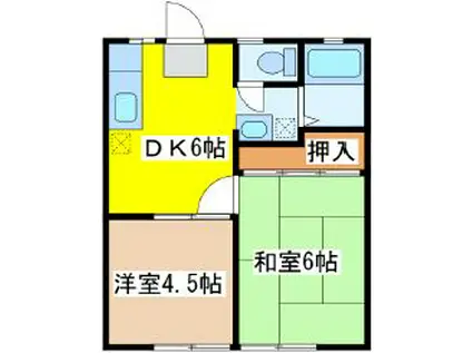 瑞穂ハイツA棟(2DK/1階)の間取り写真