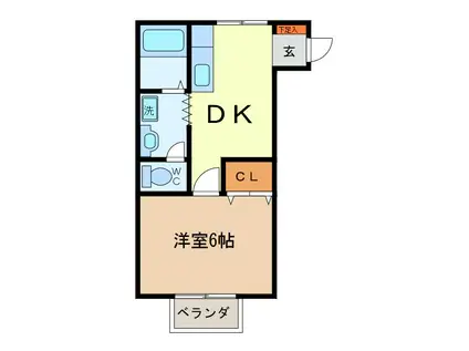 イーストヒル(1DK/2階)の間取り写真