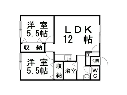 エーコー桜ケ岡(2LDK/1階)の間取り写真