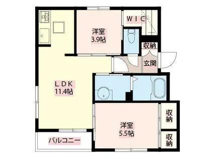 アクシアス西落合(2LDK/1階)の間取り写真