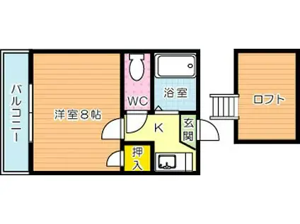 Eハイツ緑(1K/2階)の間取り写真