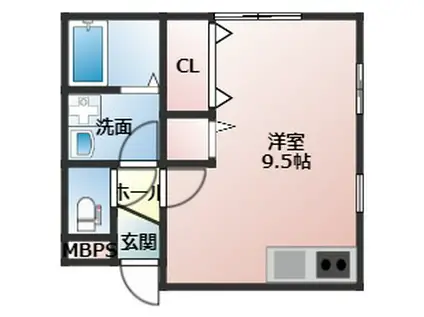 ハイツ美英(ワンルーム/1階)の間取り写真