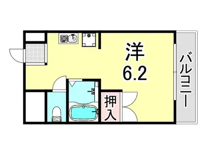 エンデバー武庫之荘(ワンルーム/2階)の間取り写真