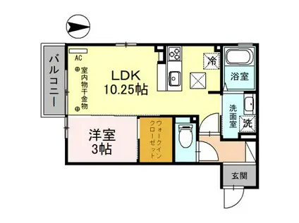 オルスフラーズ(1LDK/1階)の間取り写真