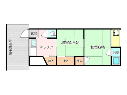 辰巳荘(2K/1階)の間取り写真