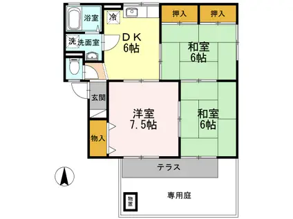 ゼフィランテスC棟(3DK/1階)の間取り写真