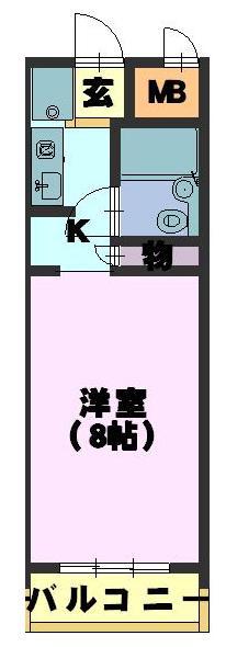 クレール茶屋が坂B棟(1K/4階)の間取り写真