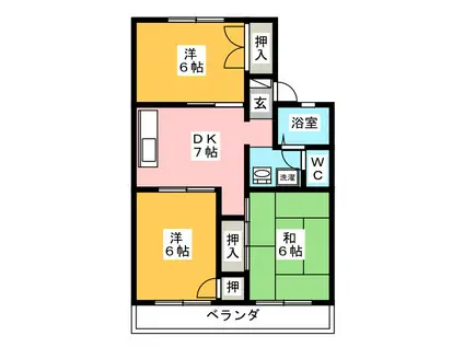 セジュール高橋(3DK/1階)の間取り写真
