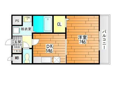 カーサ・コル(1DK/1階)の間取り写真