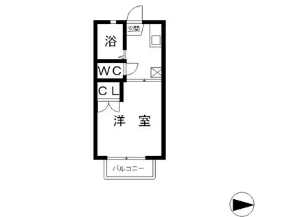アスリートA棟(1K/2階)の間取り写真