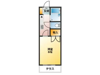 グリーンフォレスト武蔵野II(1K/1階)の間取り写真