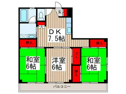 コーポサンエイト(3DK/8階)の間取り写真
