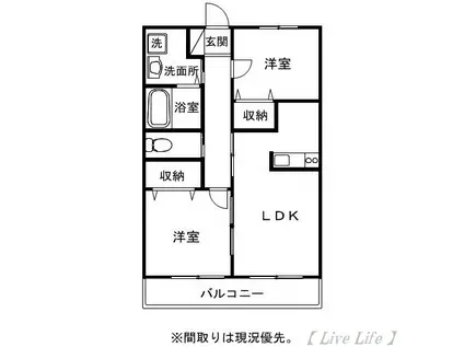 K・グランドシティ(2LDK/2階)の間取り写真