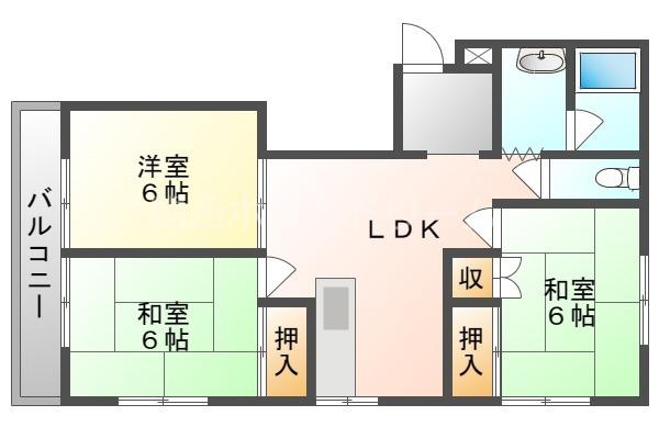 デラックスハイツジョイ(3LDK/1階)の間取り写真