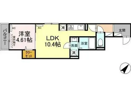 グラナーデ新宿(1LDK/2階)の間取り写真