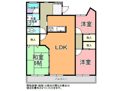 コーキマンション K-2(3LDK/4階)の間取り写真