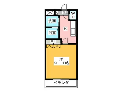 パークサイド五反田(1K/2階)の間取り写真