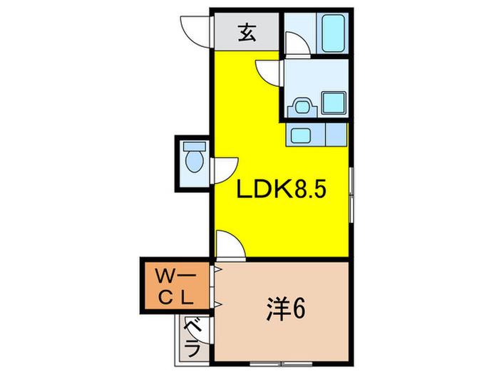 ヴィレッジリバー住吉(1LDK/2階)の間取り写真