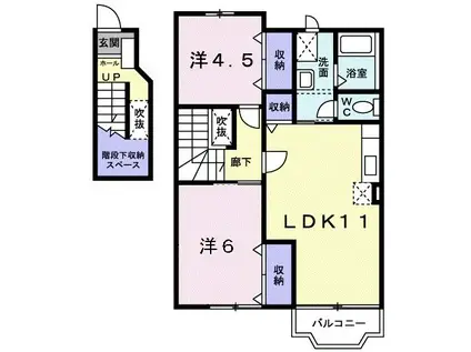ラ・フォーレソコ A棟(2LDK/2階)の間取り写真