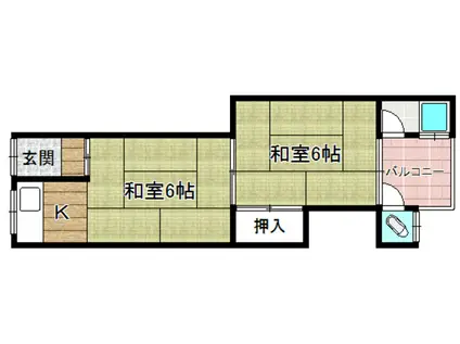 東五百住荘(2K/1階)の間取り写真
