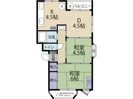 西新ロイヤルハイツ(2LDK/2階)の間取り写真