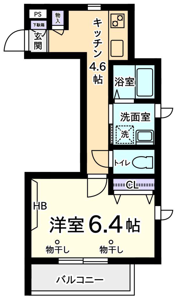 LEAF COURT(1K/2階)の間取り写真