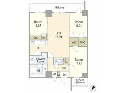 ツナマヨレジデンス(3LDK/9階)の間取り写真