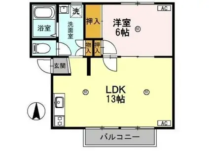 レジデンスボナール I(1LDK/2階)の間取り写真