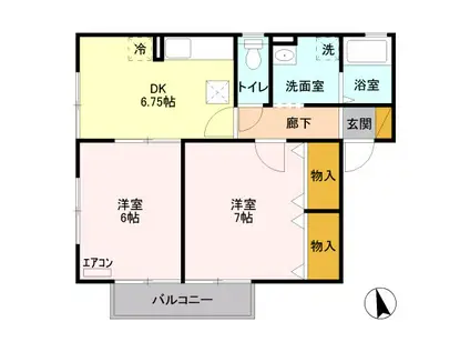 セジュール結城B(2DK/2階)の間取り写真