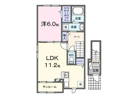 カミーノ アムレト I(1LDK/2階)の間取り写真