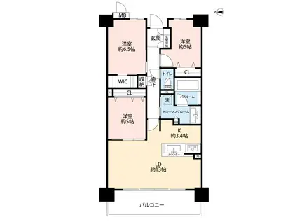 ザ サンズ熊本城公園(3LDK/9階)の間取り写真