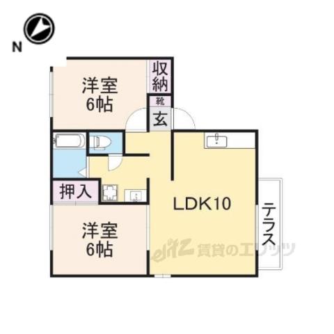 グリーンタウンハタケヤマA棟(2LDK/1階)の間取り写真