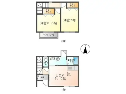 ベラビスタB(2LDK/1階)の間取り写真