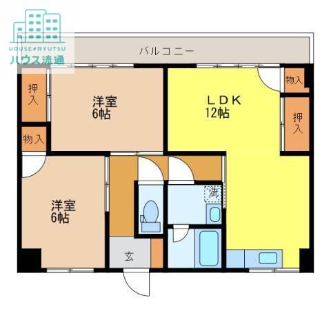 フェリーチェめのと(2LDK/2階)の間取り写真