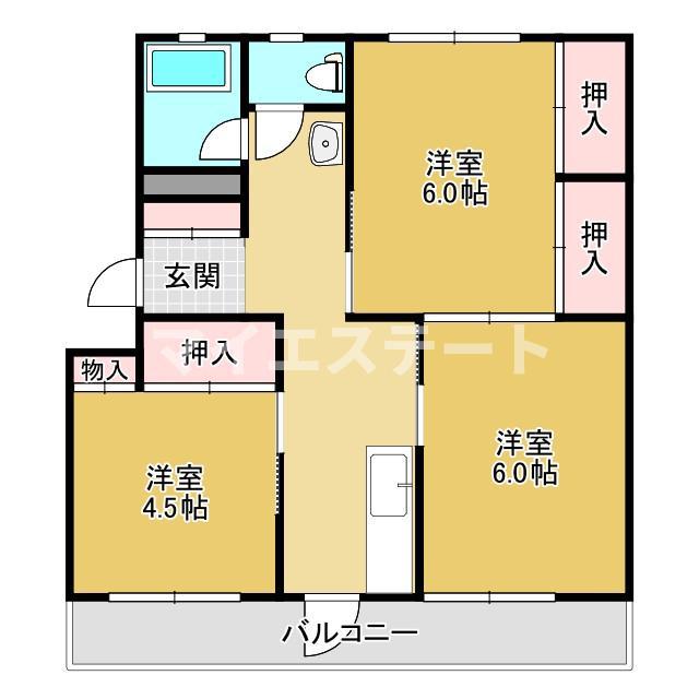 谷口アパート(3K/3階)の間取り写真