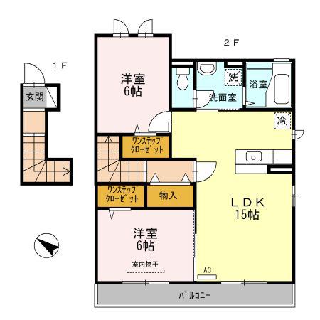 ラークB(2LDK/2階)の間取り写真
