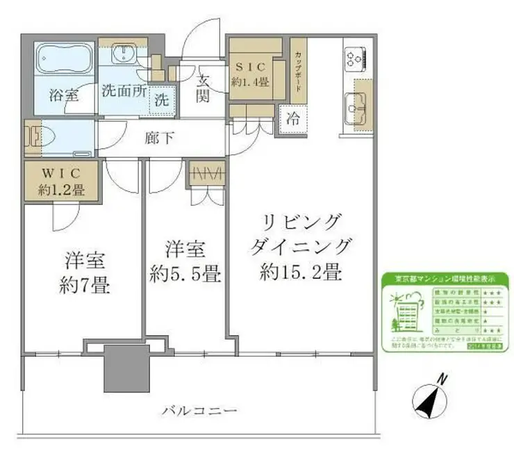 パークタワー勝どきミッド 19階階 間取り