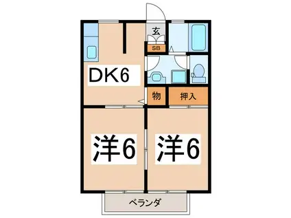 パナハイツ秋山(2DK/2階)の間取り写真