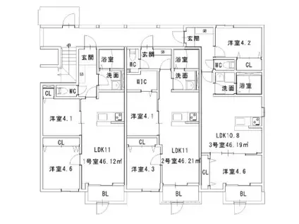 ヴェルジュ博多レジデンシャルスイート(2LDK/3階)の間取り写真