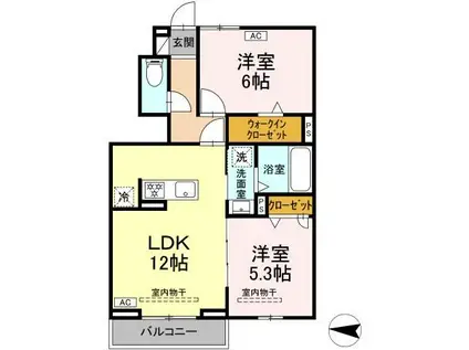 アヴェニール萩(2LDK/1階)の間取り写真