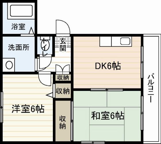 ヴィラシーン江波(2DK/4階)の間取り写真
