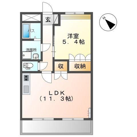 アンソレイユ(1LDK/1階)の間取り写真