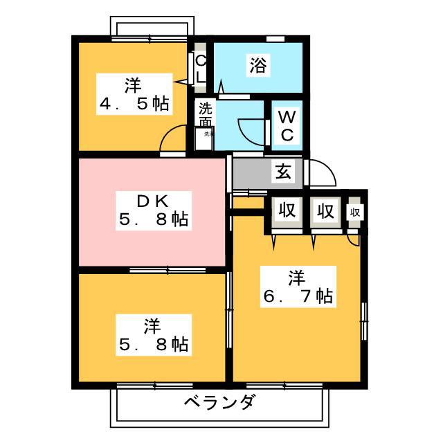 ガーデンプラザC(3DK/2階)の間取り写真